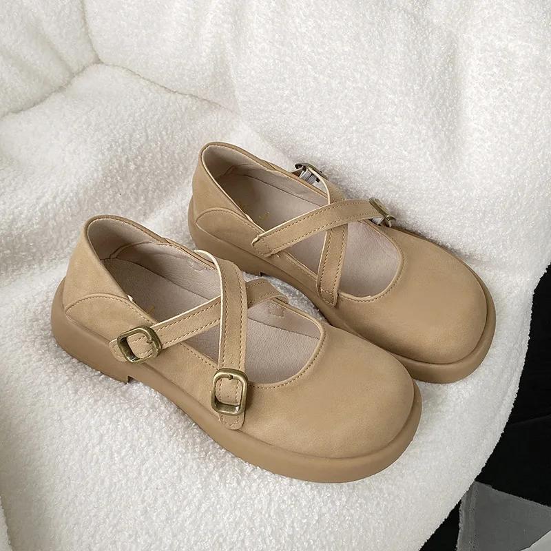Fashion 2024 New Women's Flats Cross Strap Mary Jane Shoes for Women Soft Sole Casual Shoes Fashion Shallow Single Shoe Zapatos De Mujer