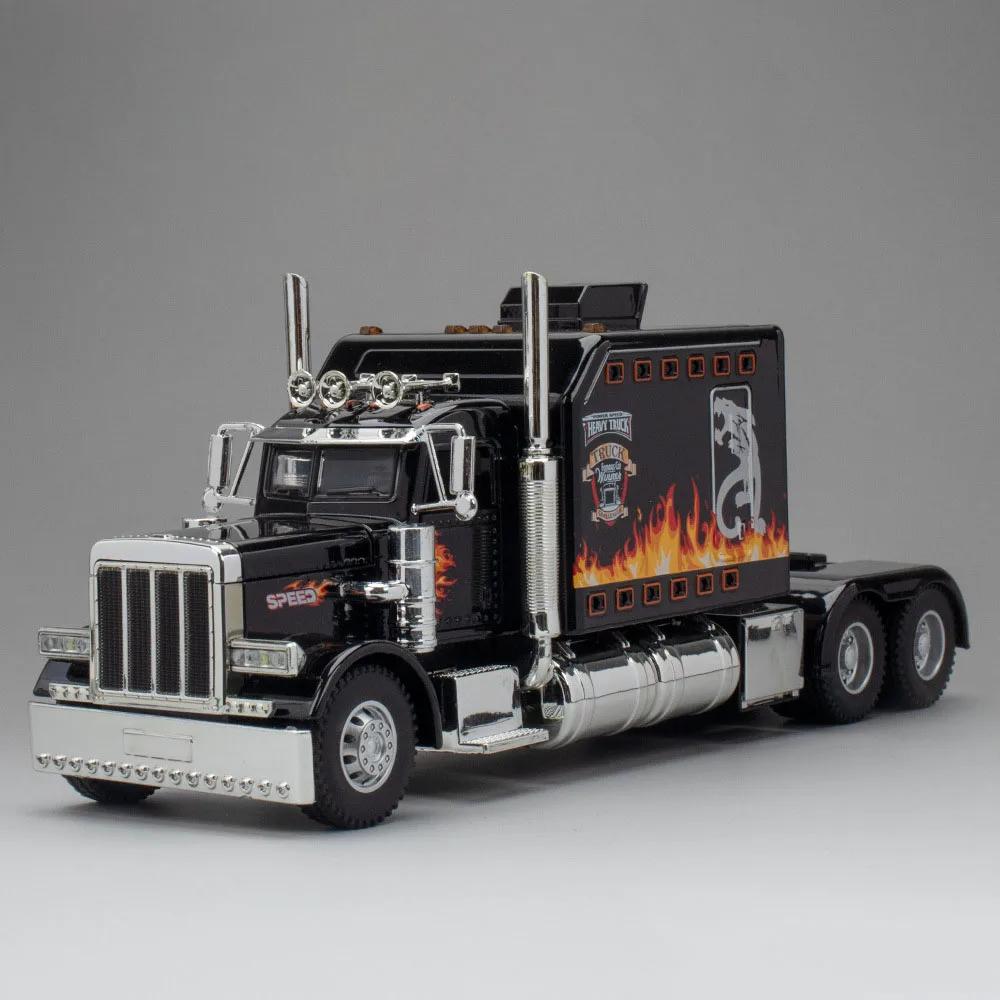 1:24 Peterbilt 389 Truck Toy Model Car Diecast Metal Doors Opened Tractors Vehicles Models Sound Light Pull Back Gifts for Child