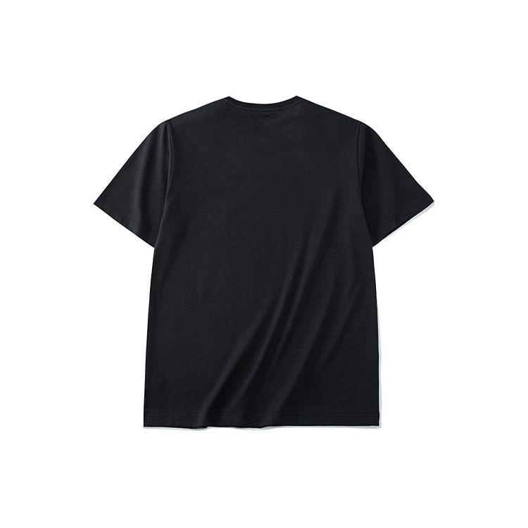 Anta Round Neck Logo Print Cotton T-Shirt Unisex Tops Black 952228155-3