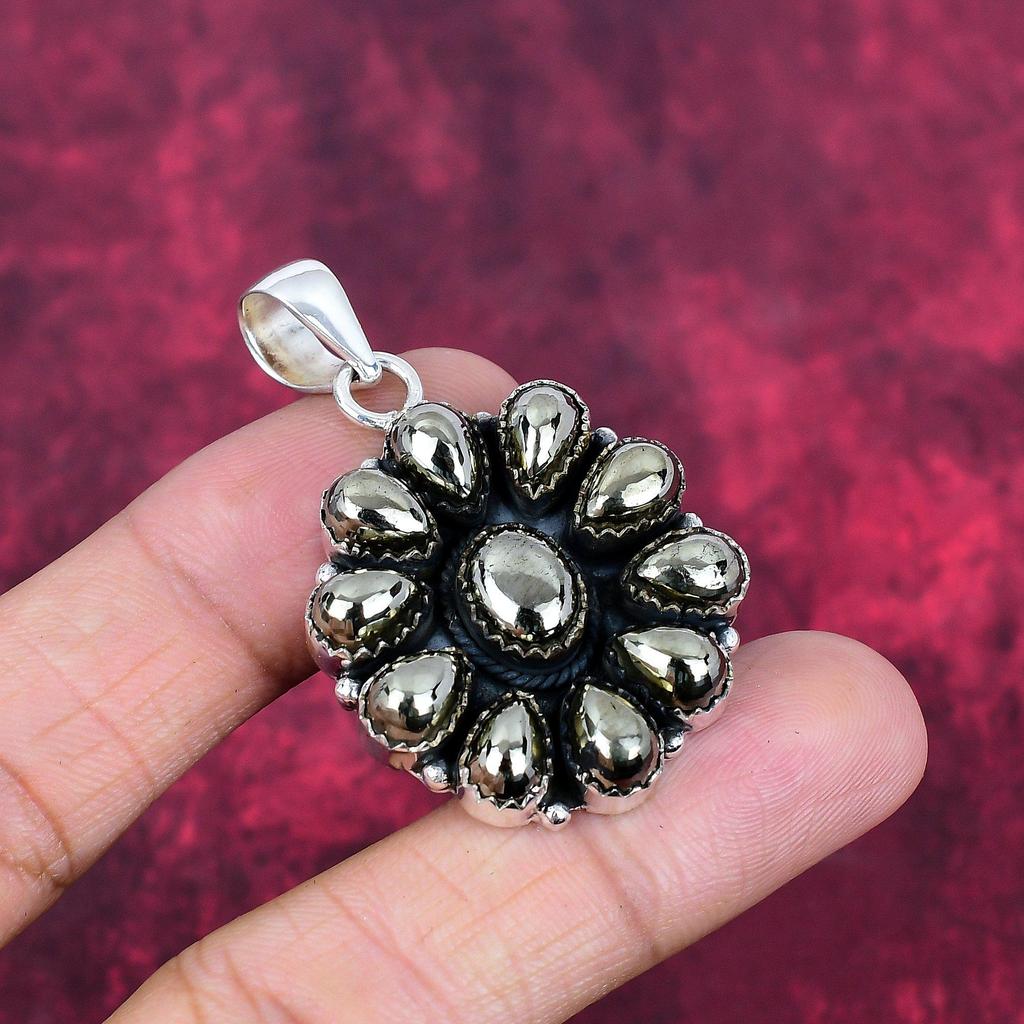 Natural Golden Apache Pyrite Handmade Gemstone Pendant, 925 Solid Sterling Silver Pendant Antique Jewelry, Pendant For Engagement Gift