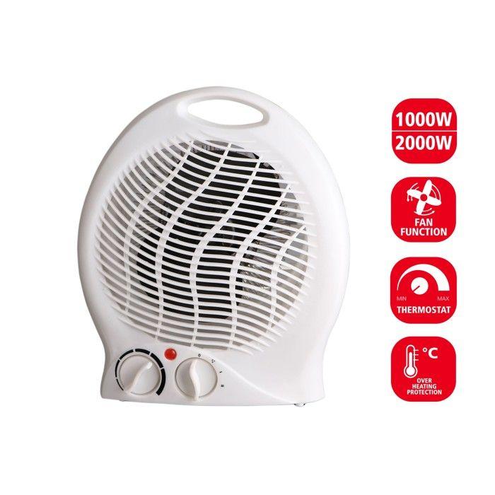 Radiateur - Panneau - Radiateur soufflant fixe 2000W, 2 vitesses, blanc