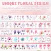 JJUNW 20 Sheets Watercolor Flower Temporary Tattoos, Waterproof Realistic Fake Tattoos for Adults, Floral Skin Stickers for Arm Ankle Body Art
