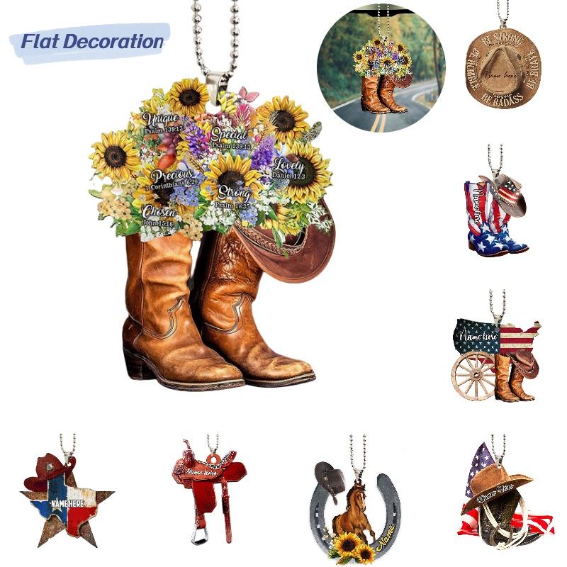 Kwiatowy prezent Dzikiego Zachodu dla miłośników koni Vintage Akrylowa Dekoracja Samochodu Wisząca Ozdoba Dekoracja Domu