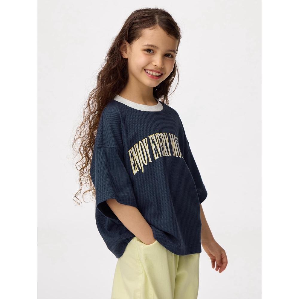 Gu By Uniqlo Kids  Unisex  Dry Waffle Boxy Tee  5 Minute Sleeve 