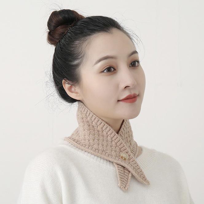 

Женский вязаный шерстяной снуд в корейском стиле - Теплая манишка на пуговицах