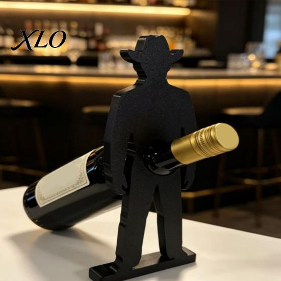 Cowboy Figure Bottle Stand 3D Printed Wine Rack, Creative Holder, Stable Desktop Artistic Support Art Ornament for Home Kitchen Dining Table
