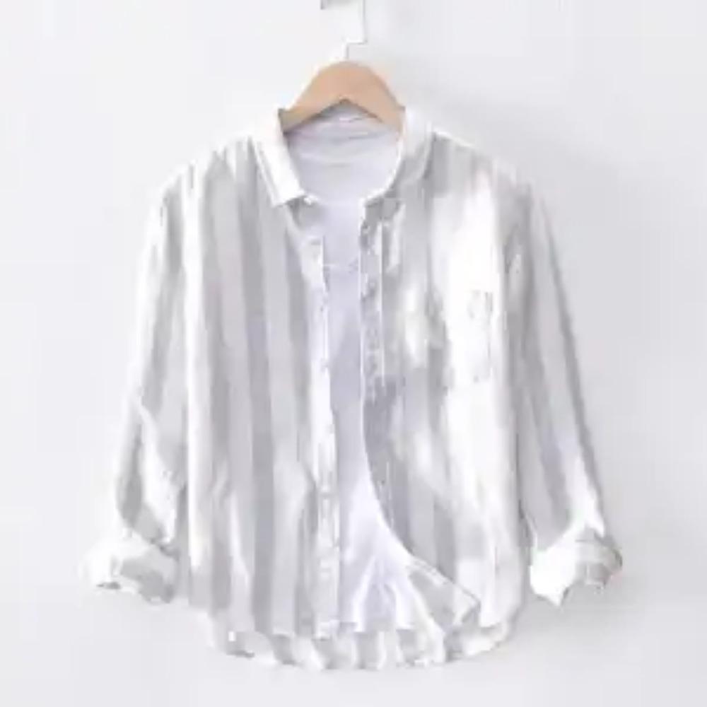 

Карманы Уличные Повседневные Рубашки Мода Простота Красивый Полосатый Свободный Мужская Одежда Пуговица Весна Лето Свен Тонкий L серый