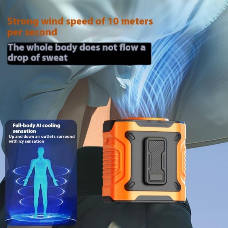 Portable Handsfree Waist Clip Fan With Rechargeable Battery And Builts In LED Light For Outdoor Activity