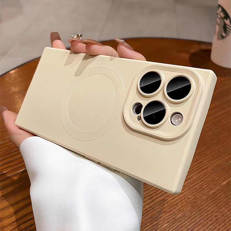 

Luxury Matte for Magsafe Square Case for iPhone 16 15 14 13 Pro Max Plus 11 12 Magnetic Wireless Charging Solid Color Slim Cover iPhone 11
