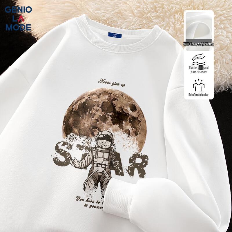 GENIOLAMODE Herren Schweres Rundhals-Sweatshirt