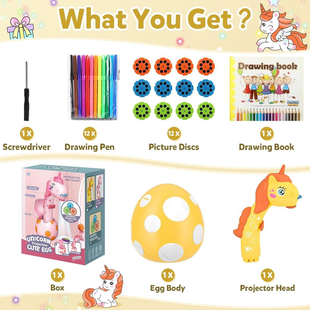 KETIEE Unicorn Drawing Projector Toys for Ages 5-7: Trace and Draw Projector for Kids with Cute Unicorn Look, Smart Art Sketcher Projector with 96