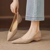 Pointed Head and Shallow Mouth One-pedal Fashion Single Shoes New Suede Middle Heel Single Shoes Femininity Professional Single Shoes