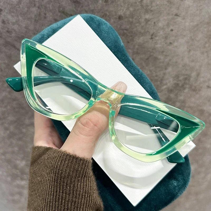 Fashionable Hd Lens Reading Glasses For Women Men Trendy Cat Eye Presbyopia Diopters Anti-Blue Light Far Sight Eyewear For Lady