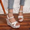 Fashion Summer Cross Strap Sandals for Women Roman Style Fish Mouth Thick Bottom Sandal Slippers Casual Wedge High Heels Sandales Femme