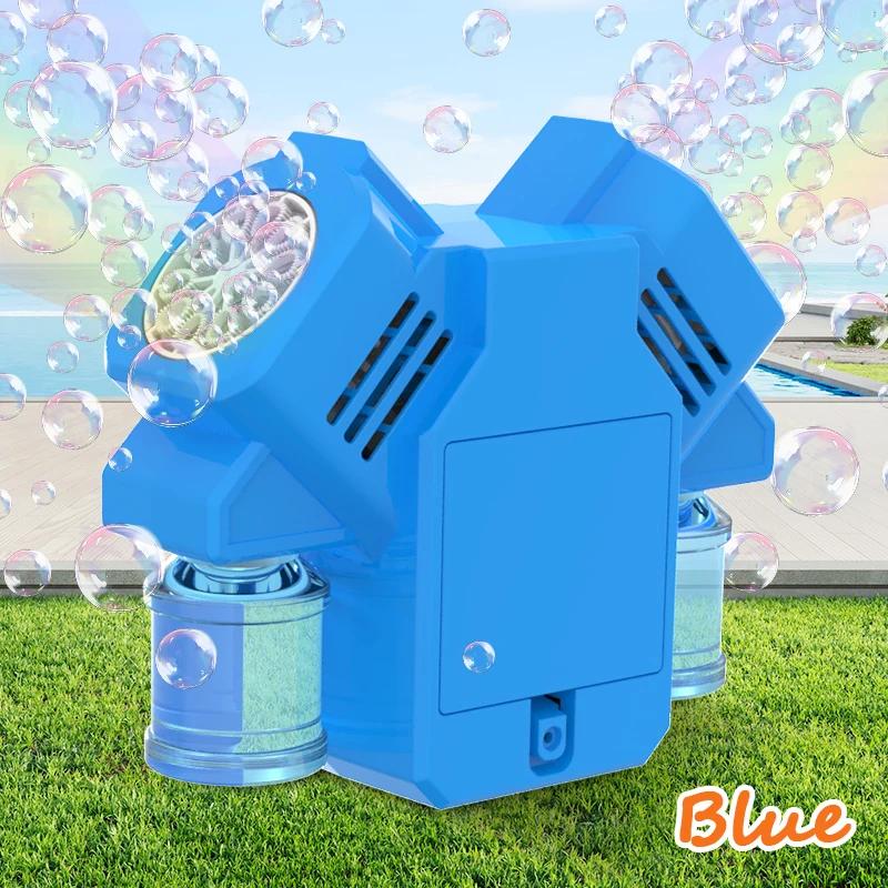 Rotating Light Bubble Machine Toy with Double Headed Bubbles Children Outdoor Bubble Toy Birthday Party, No Battery Bubble Water