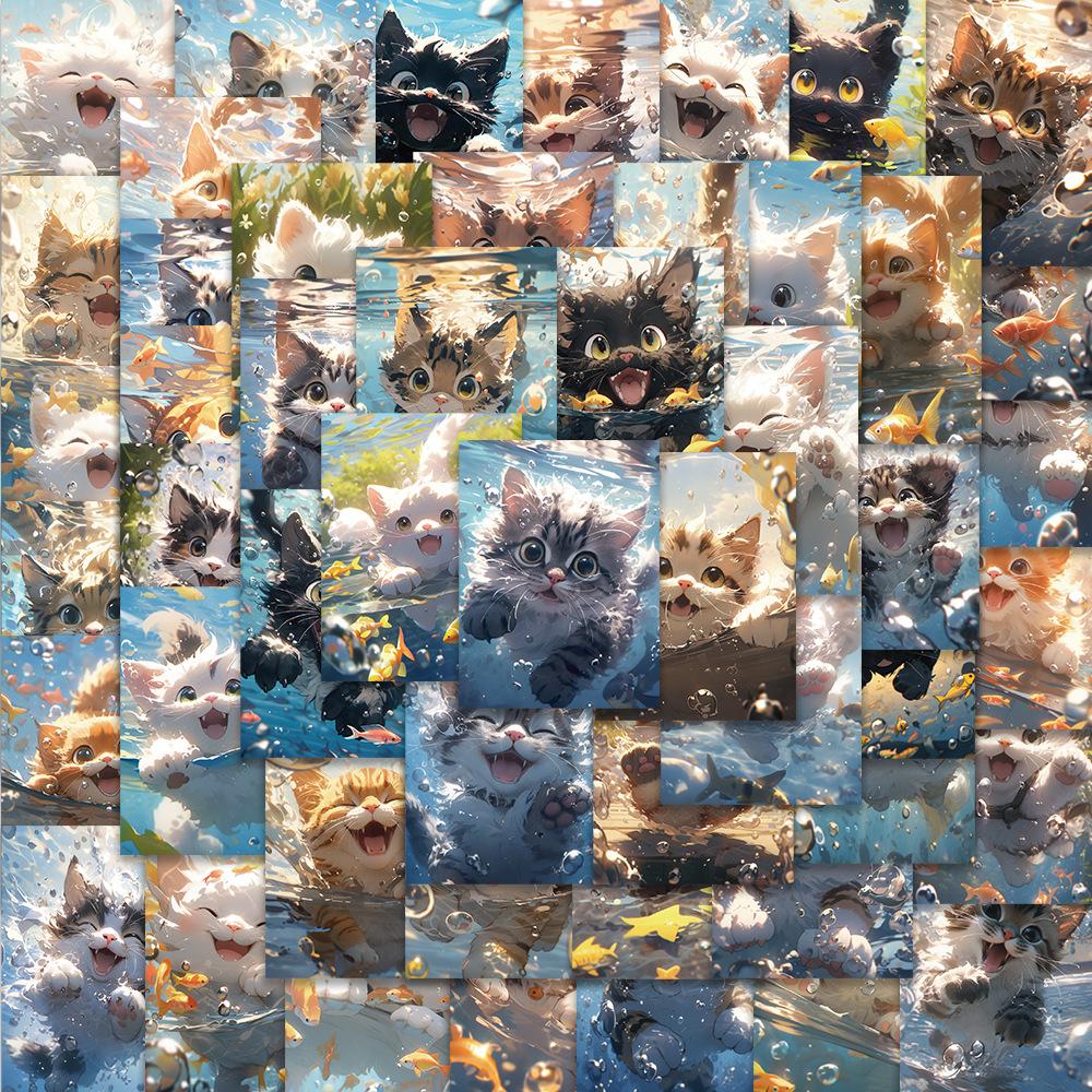 50 Cartoon Anime Cat Stickers Decorate Guitar Notebook Suitcase DIY Waterproof Stickers