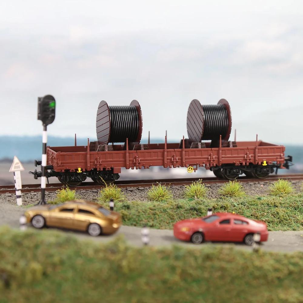 1 Stück Evemodel Züge - Braun lackiert HO-Maßstab 40' Flachwagen Modellwagen mit Metallrädern C8764