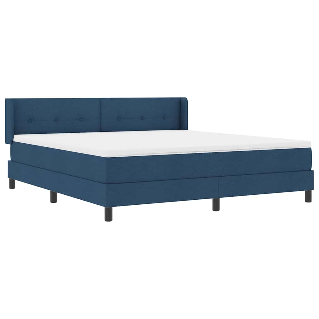 Box Spring Bed with Headboard Blue 200 x 180 cm Fabric