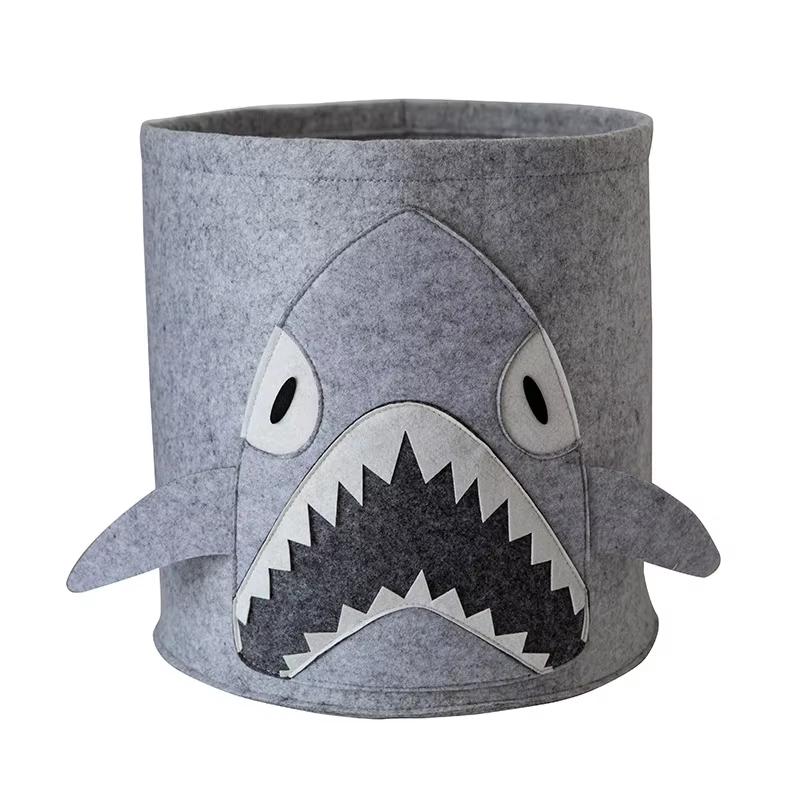 Toy Storage Bucket Animal Decor Cartoon Baby Felt Storage Bucket For Play Room Toy Organizer Washable Dirty Clothes Bucket