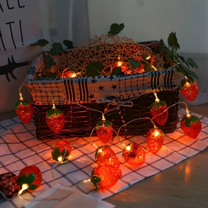 1PC 10/20/30/40 LED Strawberry Fairy Lights Battery Operated Fruit String Lights For Indoor Outdoor Bedroom Holiday Decoration