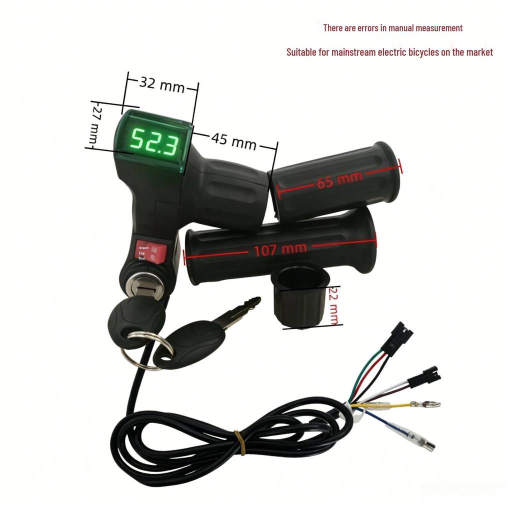 Green Screen Handlebar Lock with Reverse Voltage Display Twist Grip Throttle for E-Bikes