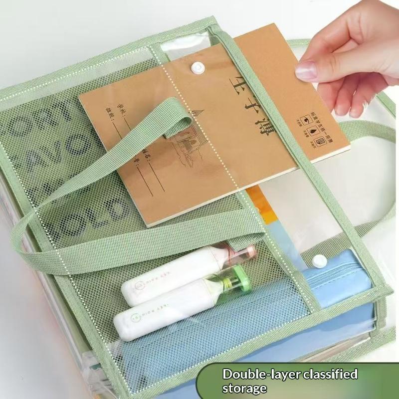 Clear PVC Transparent Exam Tote Bag Waterproof Handbag Portable Heavy Duty for School Students Exam Office Supplies Storage