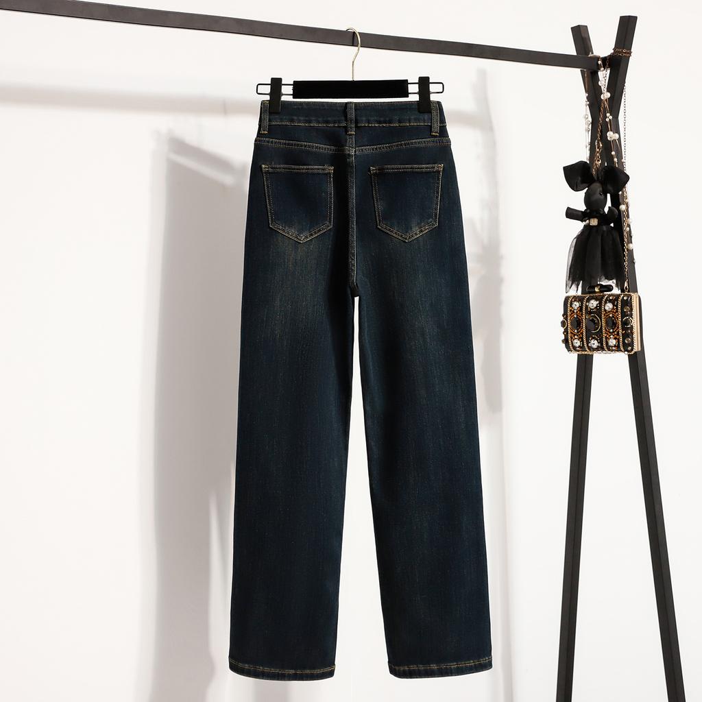 Dimanaf 2025 Podzimní dámské džíny nadměrné velikosti Denim Elastické Základní S vysokým pasem Oversize Módní kalhoty 5XL