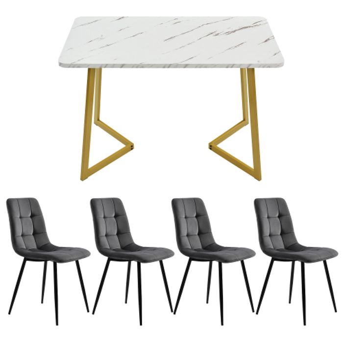 Table de salle à manger - MUVOE - 117 cm - 4 chaises - Rectangulaire - Moderne