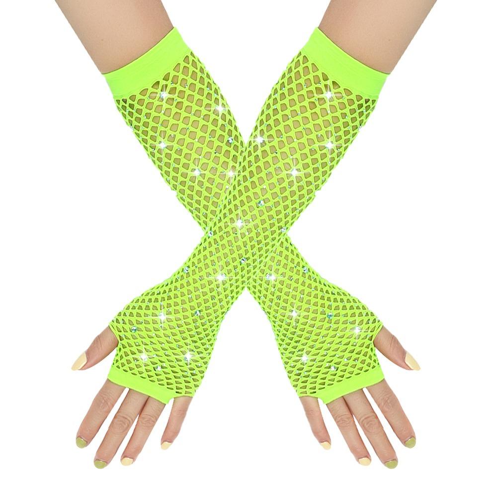 Sexy Fishnet Gloves Rhinestone Wedding Bridal Gloves Hot Sale Arm Sleeve  Unisex