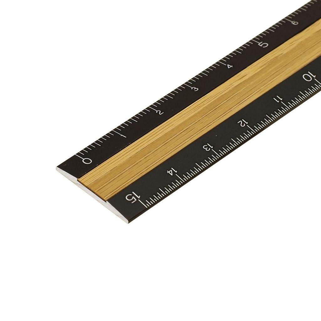 DESIGNPHIL MIDORI Aluminum Wood 42270006 & Ruler, 15cm, Black,
