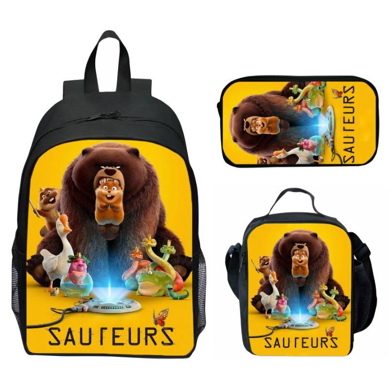 Hoppers Biber Metamorphose Druck 3-teiliges Set Schulrucksack Brottasche Federmäppchen Cartoon Schüler Set