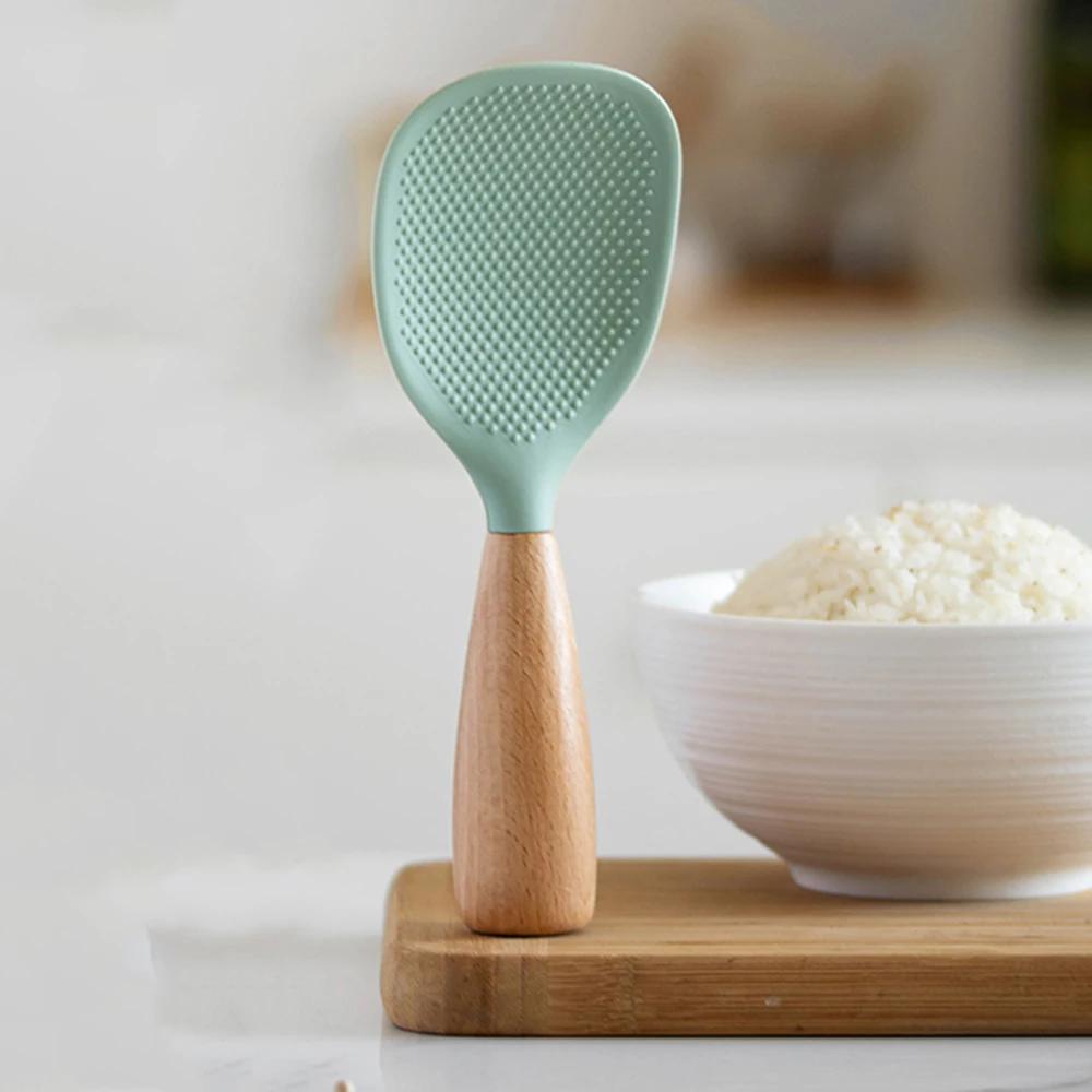 1Pcs Silicone Rice Spoon Heat-resistant Food Grade Silicone Rice Shovel Non-stick Rice Cooker Kitchen Tool Household Rice Spoon