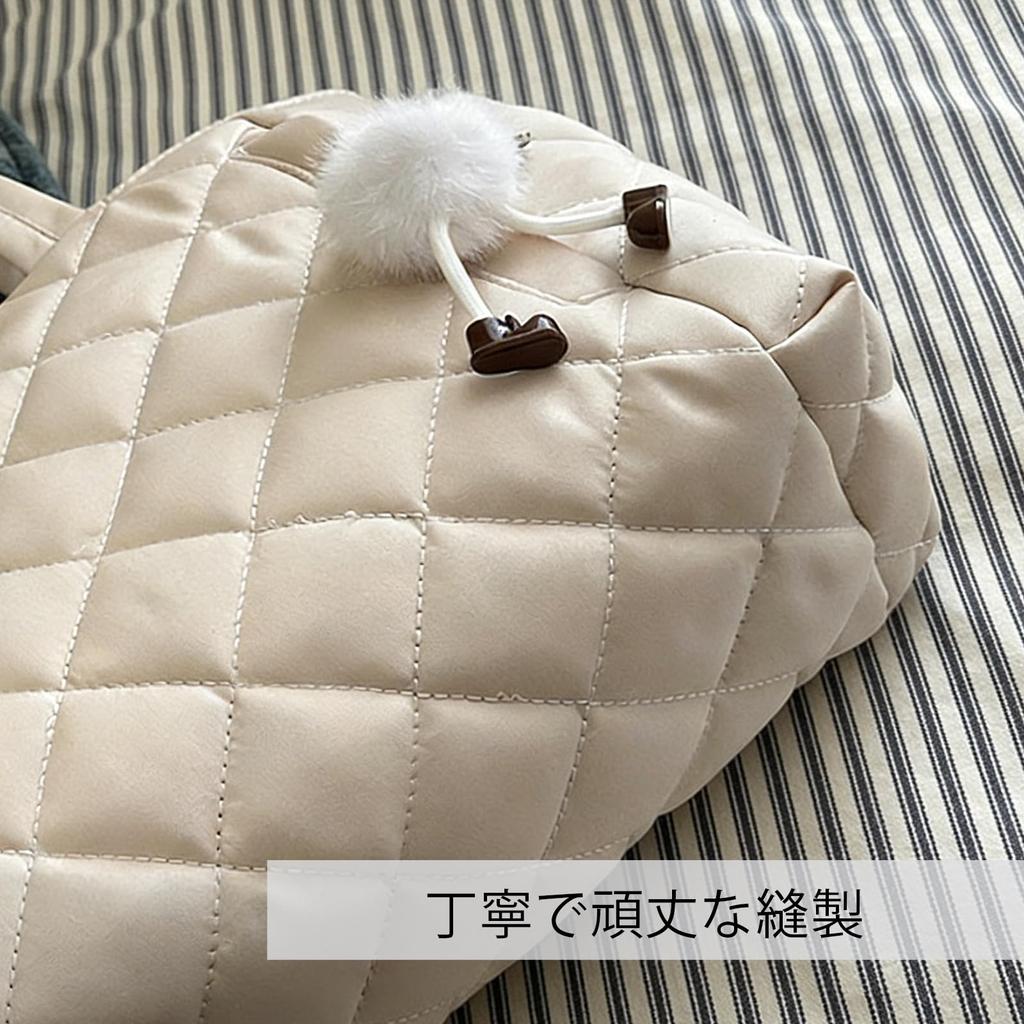 KVeaulse Lightweight Shoulder Bag for Women, Large Capacity Tote Bag, Perfect for Commuting, School, and A4 Size, Nylon, 2-Way, Zippered, Off-White