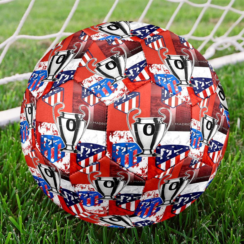 Atletico Madrid Print Size 5 Soccer Ball, Standard Match Football for Sports Game and Team Practice, Ideal Gift for Soccer Fans