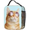 Sunglasses Cat Thermal Lunch Box Insulated Lunch Bags for Women Men Girls Boys Detachable Handle Lunch Box Meal Tote Bag