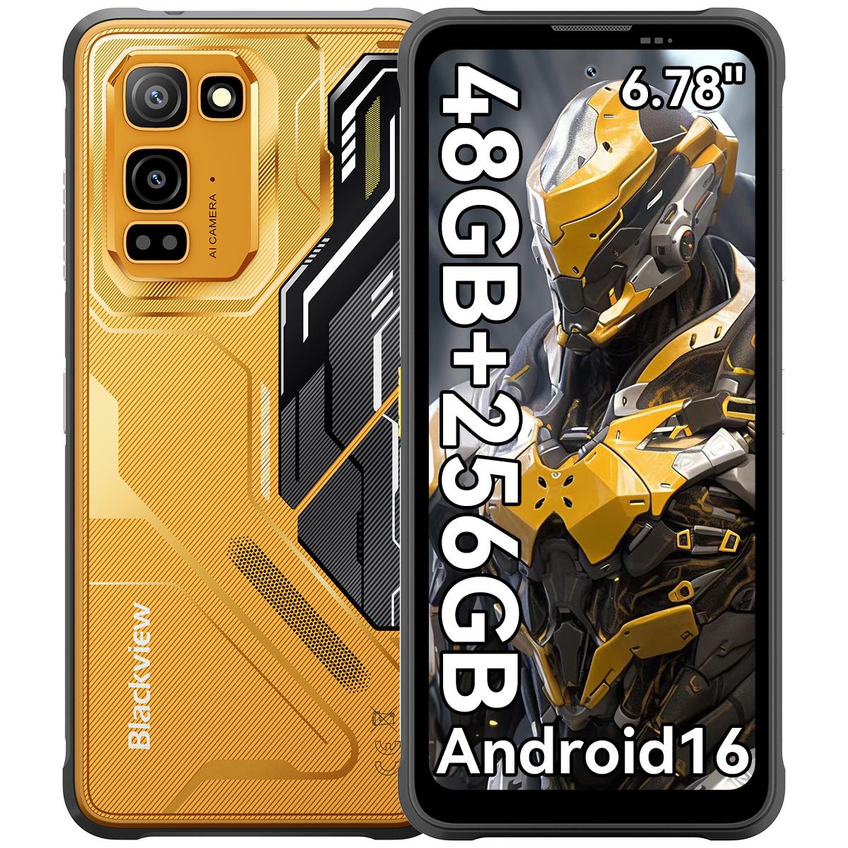 Blackview Fort 5 Robustes Android 16 Smartphone 108MP Kamera Mit Nachtsicht 6,78 120Hz Display, 12GB Ram 256GB Rom, 5000Mah Akku, Dual-Sim, Nfc Only Cell Phone Gelb
