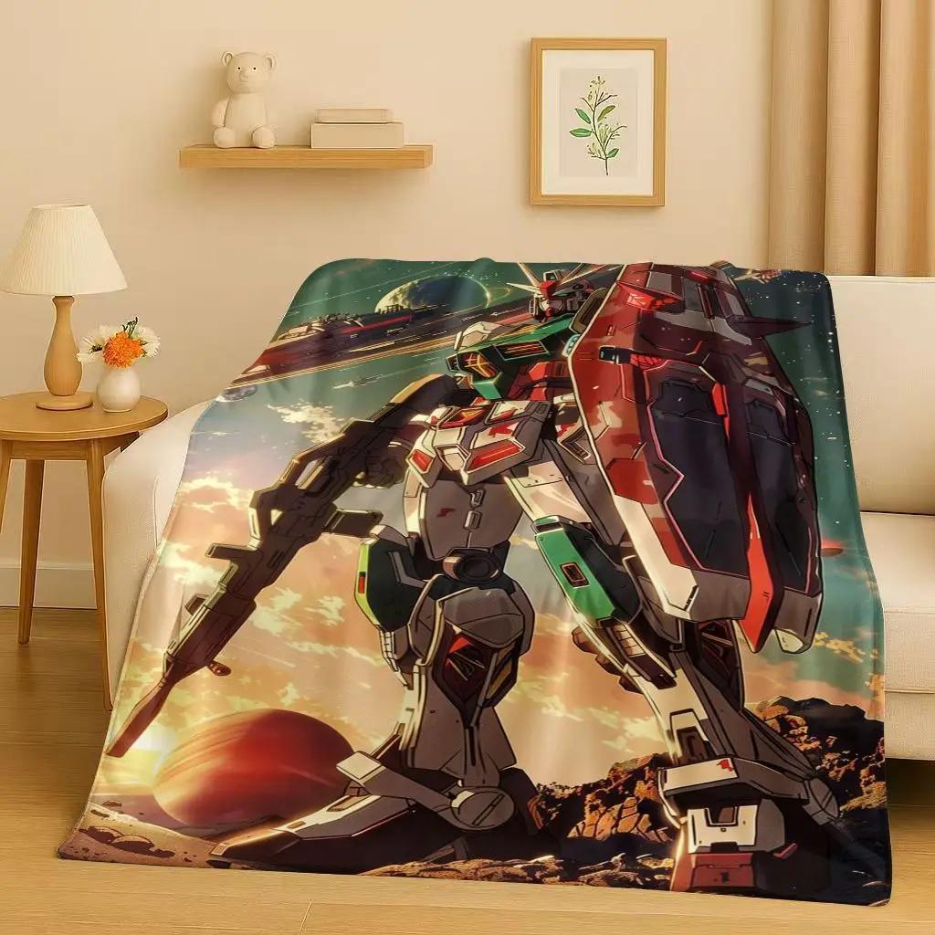 3D Gundam Cartoon Robot Christmas Gift Flannel Blanket,Ultra Soft Warm Plush Throw for Home Bedroom Bed Sofa Cover Office