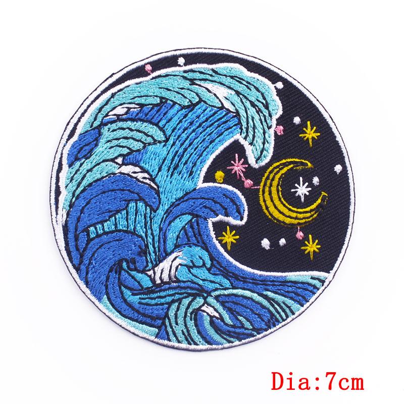 Punk Heart Embroidery Patch Iron On Patches For Clothing Thermoadhesive Patches On Clothes Waves Applique/Patches On Clothes