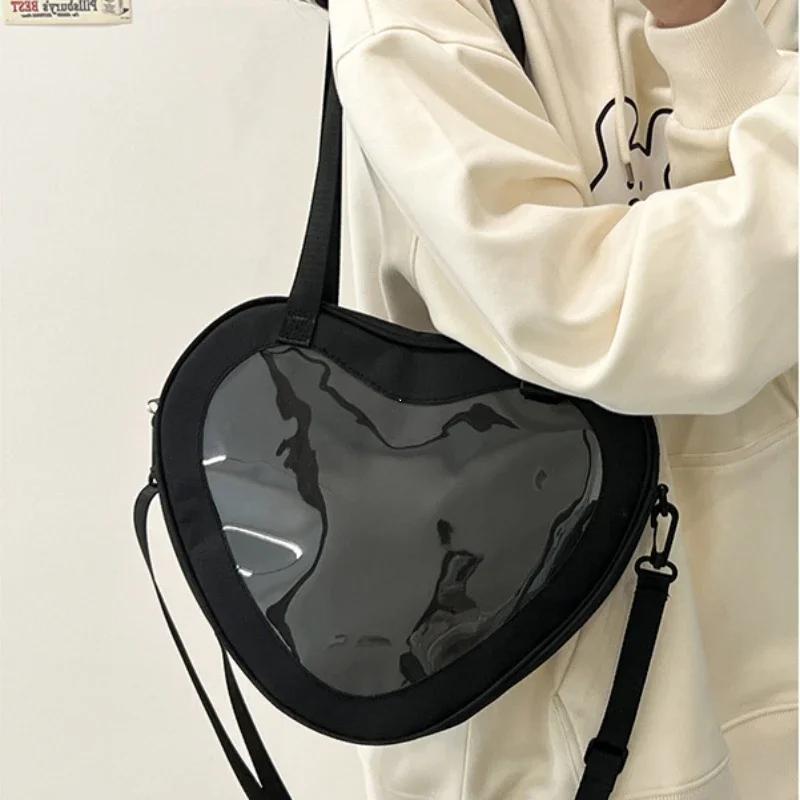 Love Heart Transparent Itabag Women JK Uniform Crossbody Bag Girls Purse And Handbag