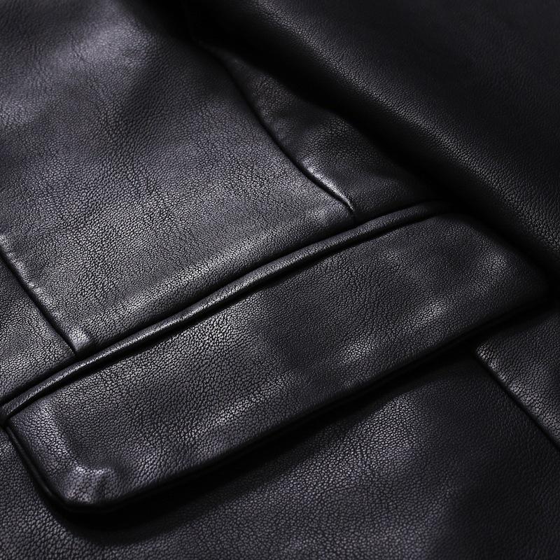 Locomotive leather jacket men's trend handsome British style new large lapel casual soft leather PU leather jacket