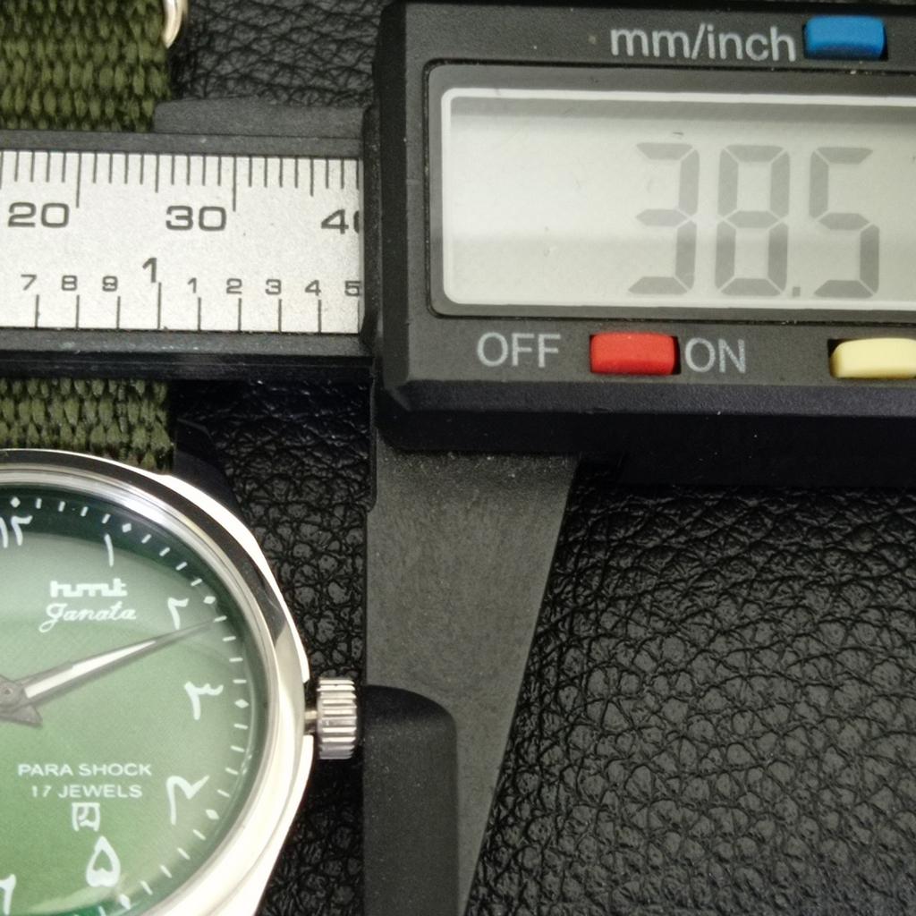 HAND-WINDING VINTAGE HMT JANATA INDIAN MENS ARABIC GREEN DIAL WATCH A441055-4