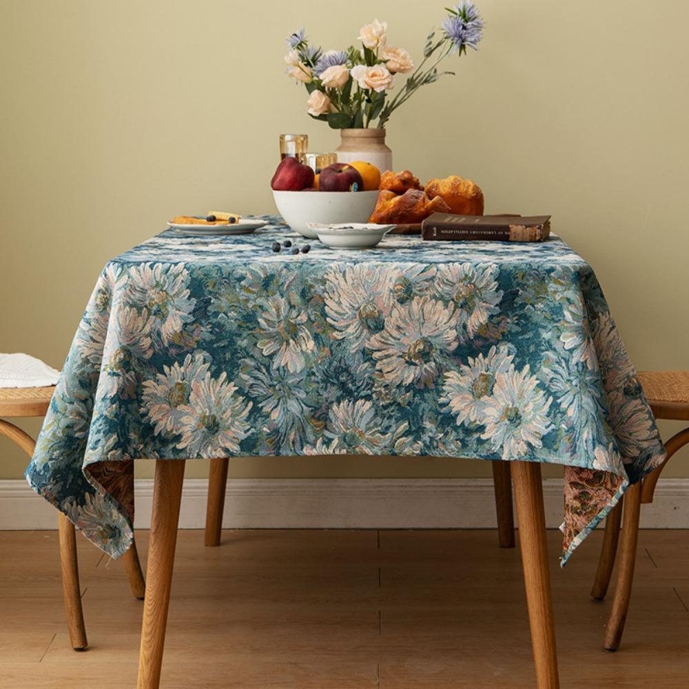 Retro American Tablecloth Elegant Dining Table Cover Oil Painting Design Luxury Table Mat Tea Table Cloth for Home Decor
