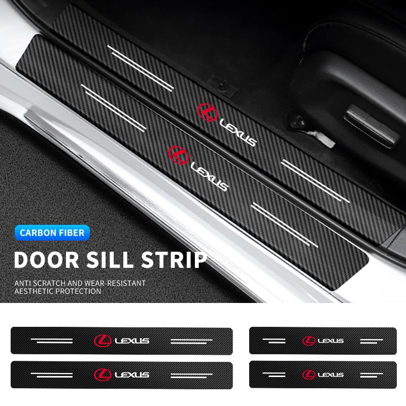 4Pcs Car Door Plate Carbon Fiber Threshold Protector Sticker Decals for Lexus ES300 RX330 RX300 GS300 IS250 IS200 CT200h NX RX