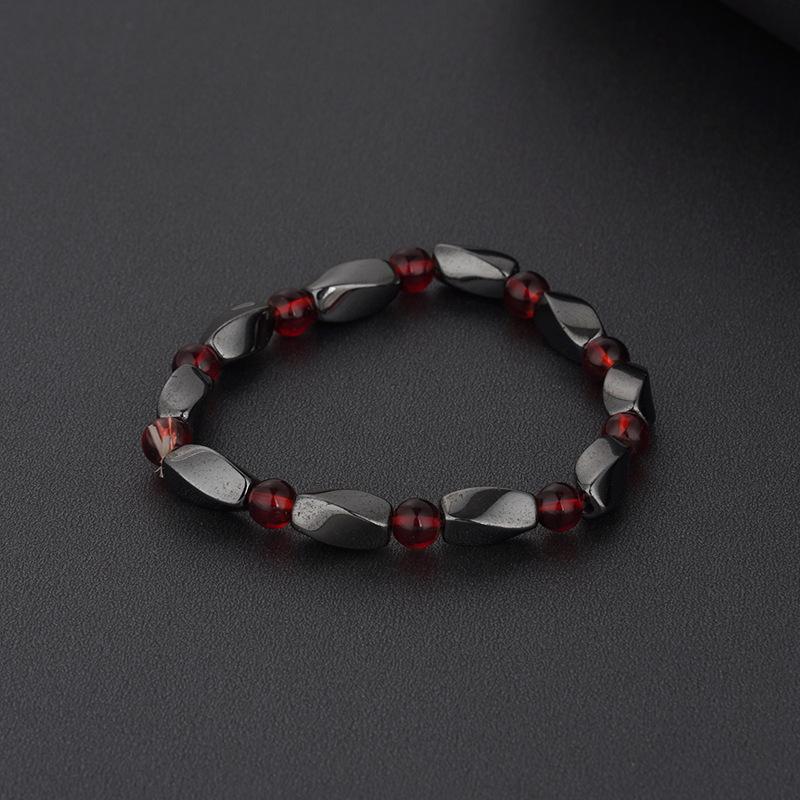 2023 European-American Black Gallstone Natural Stone Magnetic Couple Bracelet with Resin Blue Eye Beads.