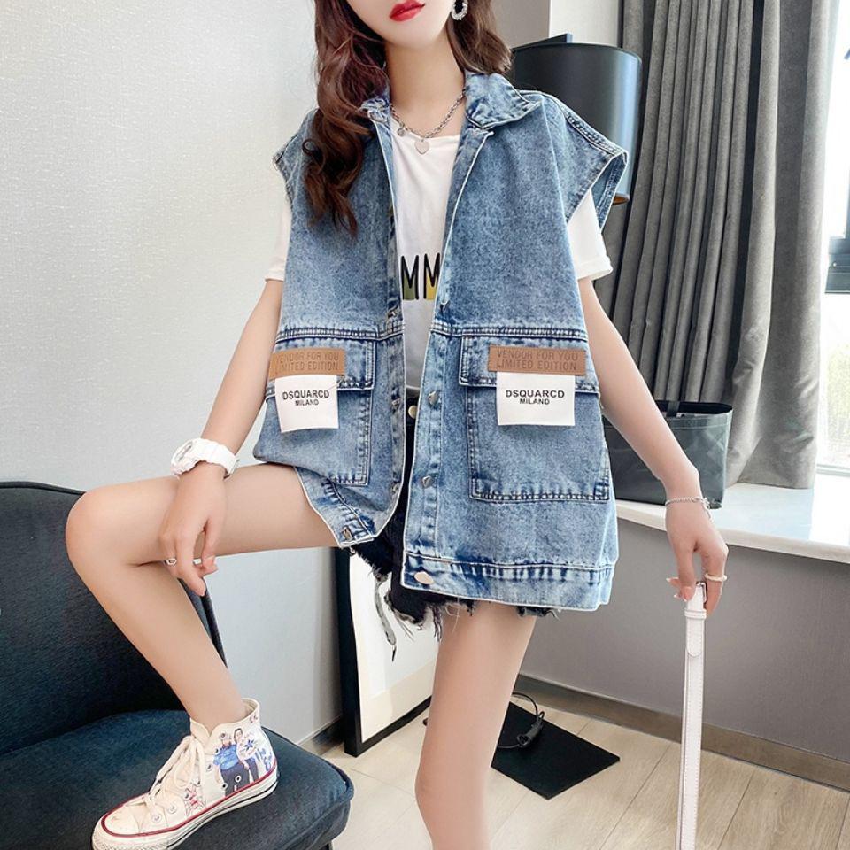 Women's Denim Vest Fashion Spring Autumn Jeans Jacket Sleeveless Loose Short Summer Streetwear