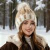 1Pc Plush Hat Winter Ear Protection Cold Protection Single Ball Cycling Color Blocked Polyester Imitation Fox Fur