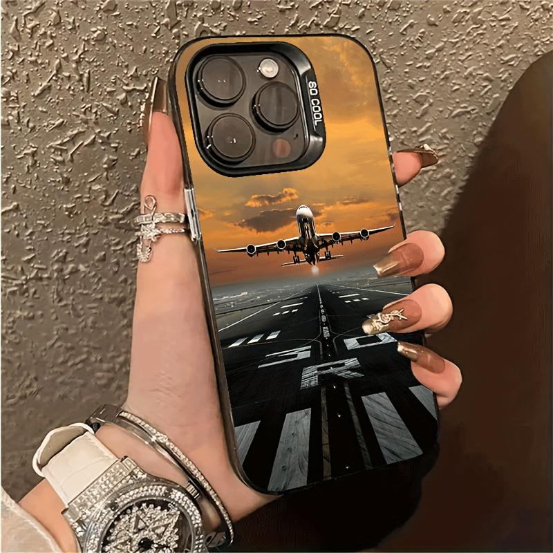 Yuanqi Sunset Airport Airplane Phone Case Suitable for iPhone 17 16 15 14 13 12 11 Pro/Max/Plus Anti Drop and Anti Shock
