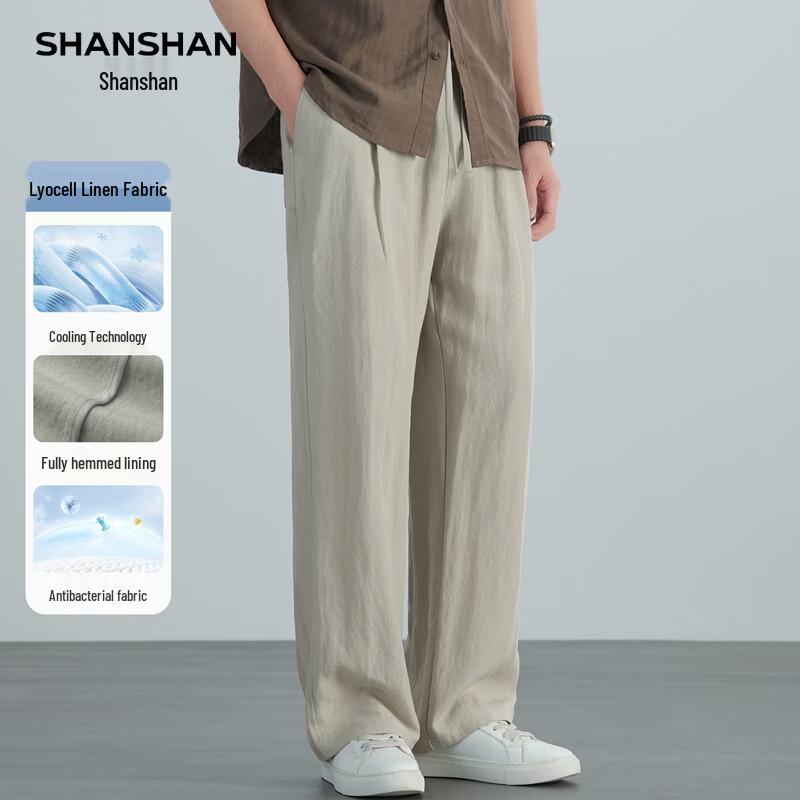 SHANSHAN Men s Tencel Linen Blend Casual Pants M/170