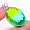 Natural Bi-Color Tourmaline Gemstone 925 Sterling Silver Pendant 2.17" AP-14267