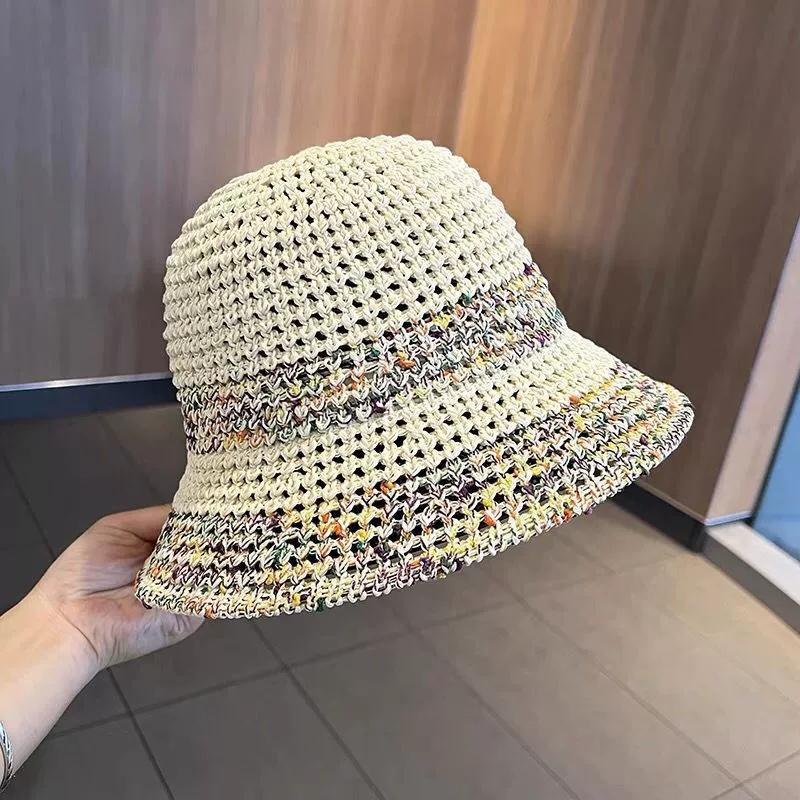 Summer New Style Straw Fisherman Hats Women's Breathable Face-Showing Small Bucket Hat Large Brim Anti-Uv Straw Hats